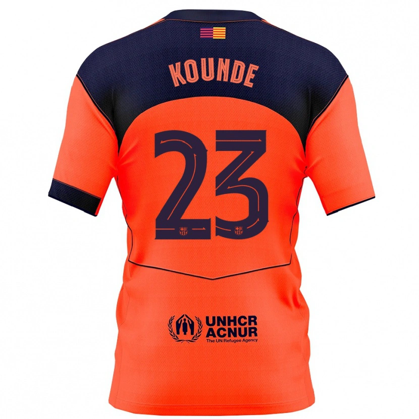 Danxen Børn Jules Koundé #23 Orange Navy Tredje Sæt Spillertrøjer 2025/26 Trøje T-Shirt