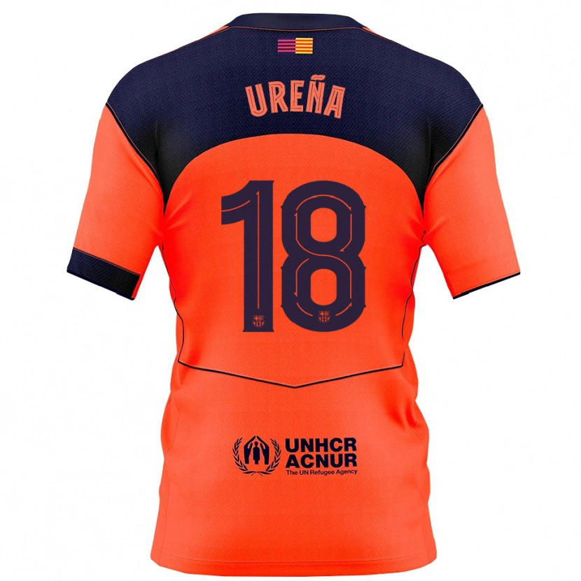 Danxen Børn Óscar Ureña #18 Orange Navy Tredje Sæt Spillertrøjer 2025/26 Trøje T-Shirt