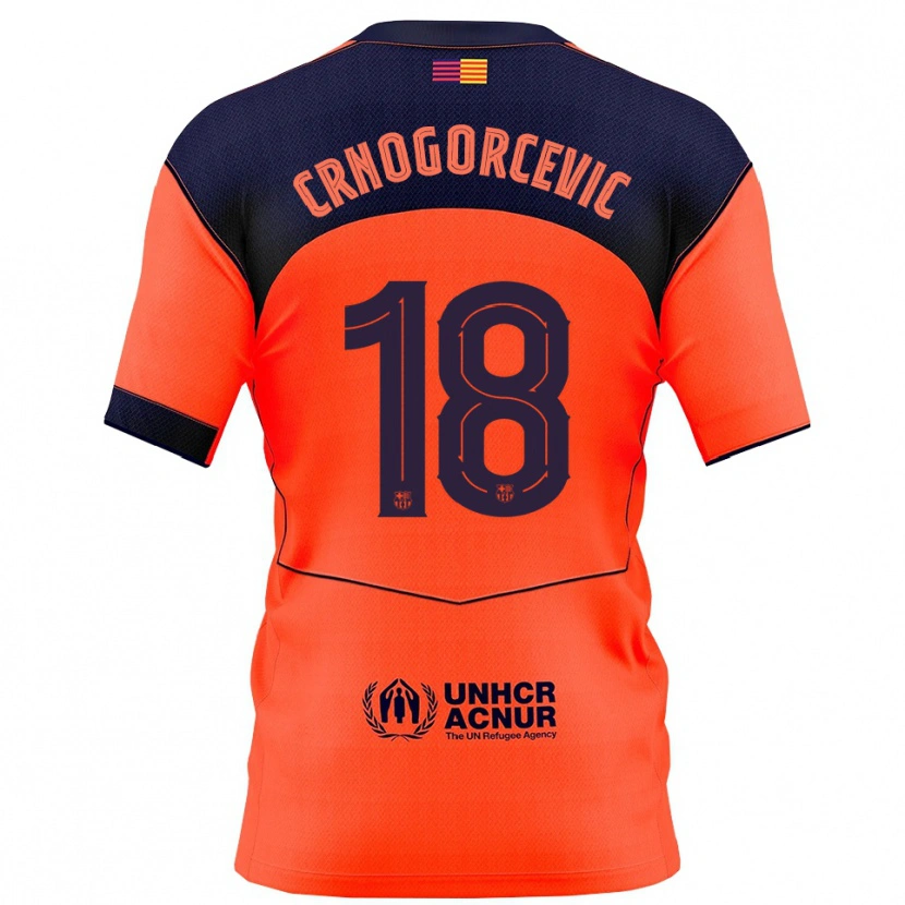 Danxen Børn Ana-Maria Crnogorcevic #18 Orange Navy Tredje Sæt Spillertrøjer 2025/26 Trøje T-Shirt
