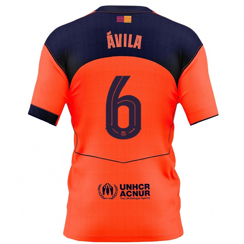 Danxen Børn Dani Ávila #6 Orange Navy Tredje Sæt Spillertrøjer 2025/26 Trøje T-Shirt