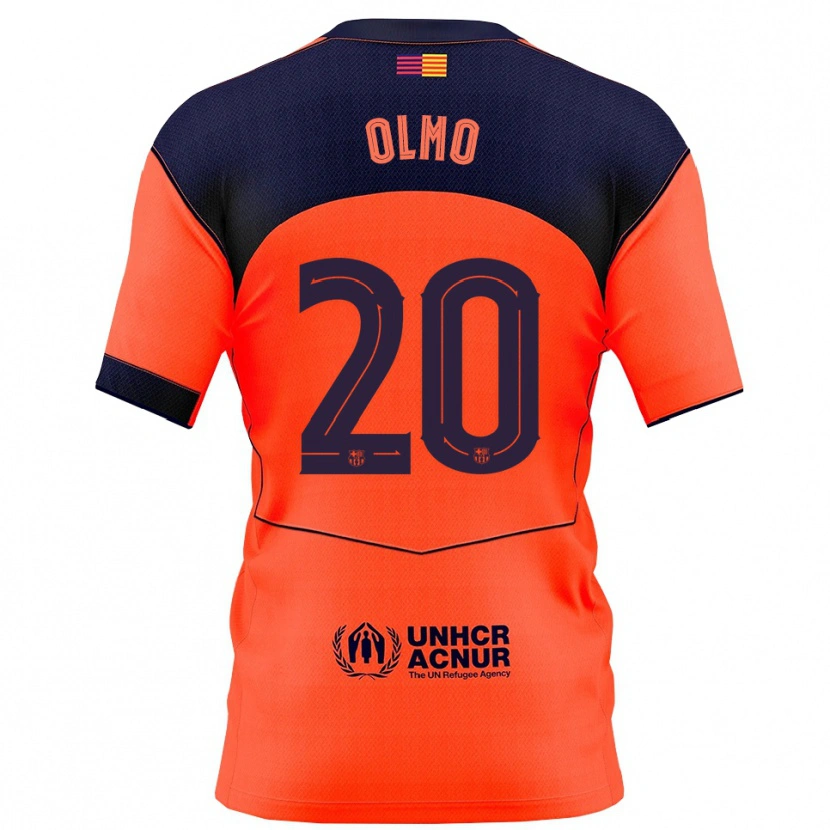 Danxen Børn Dani Olmo #20 Orange Navy Tredje Sæt Spillertrøjer 2025/26 Trøje T-Shirt