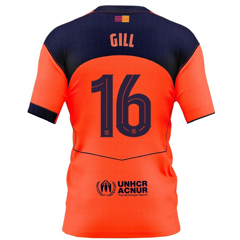 Danxen Børn Adrian Gill #16 Orange Navy Tredje Sæt Spillertrøjer 2025/26 Trøje T-Shirt