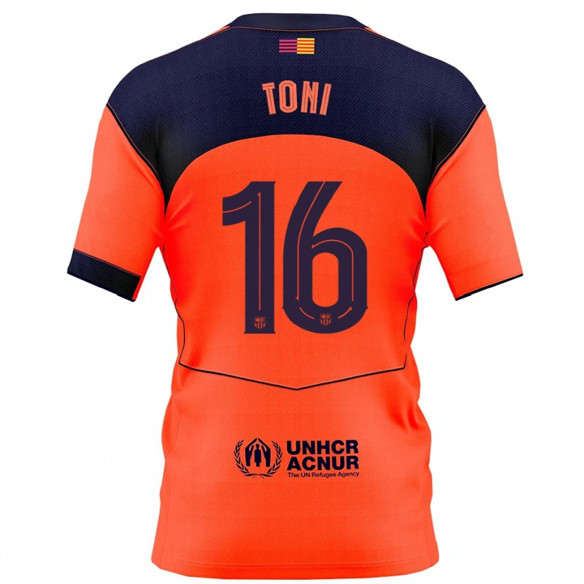 Danxen Børn Toni Fernández #16 Orange Navy Tredje Sæt Spillertrøjer 2025/26 Trøje T-Shirt