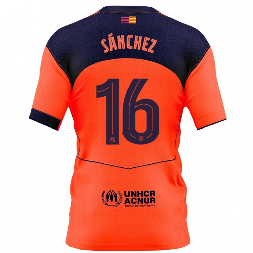 Danxen Børn Edu Sánchez #16 Orange Navy Tredje Sæt Spillertrøjer 2025/26 Trøje T-Shirt
