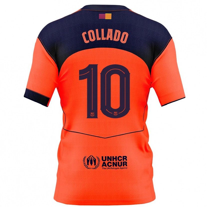 Danxen Børn Alex Collado #10 Orange Navy Tredje Sæt Spillertrøjer 2025/26 Trøje T-Shirt