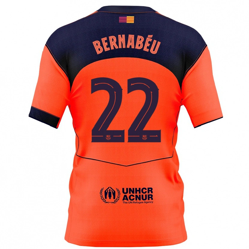 Danxen Børn Pol Bernabéu #22 Orange Navy Tredje Sæt Spillertrøjer 2025/26 Trøje T-Shirt