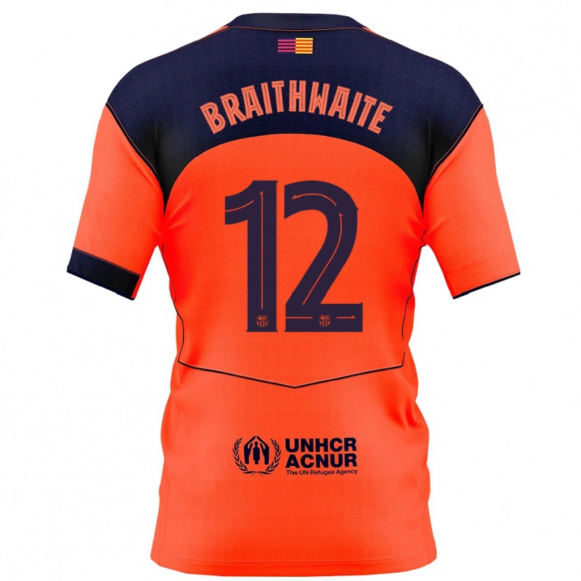 Danxen Børn Martin Braithwaite #12 Orange Navy Tredje Sæt Spillertrøjer 2025/26 Trøje T-Shirt