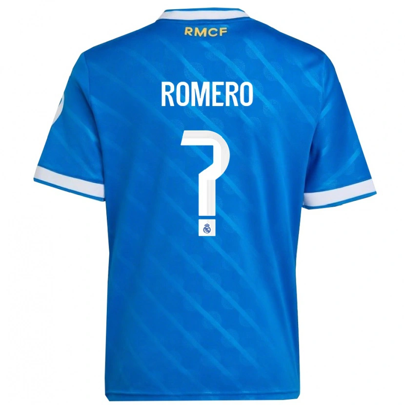 Danxen Børn Manu Romero #0 Blå Hvid Tredje Sæt Spillertrøjer 2025/26 Trøje T-Shirt
