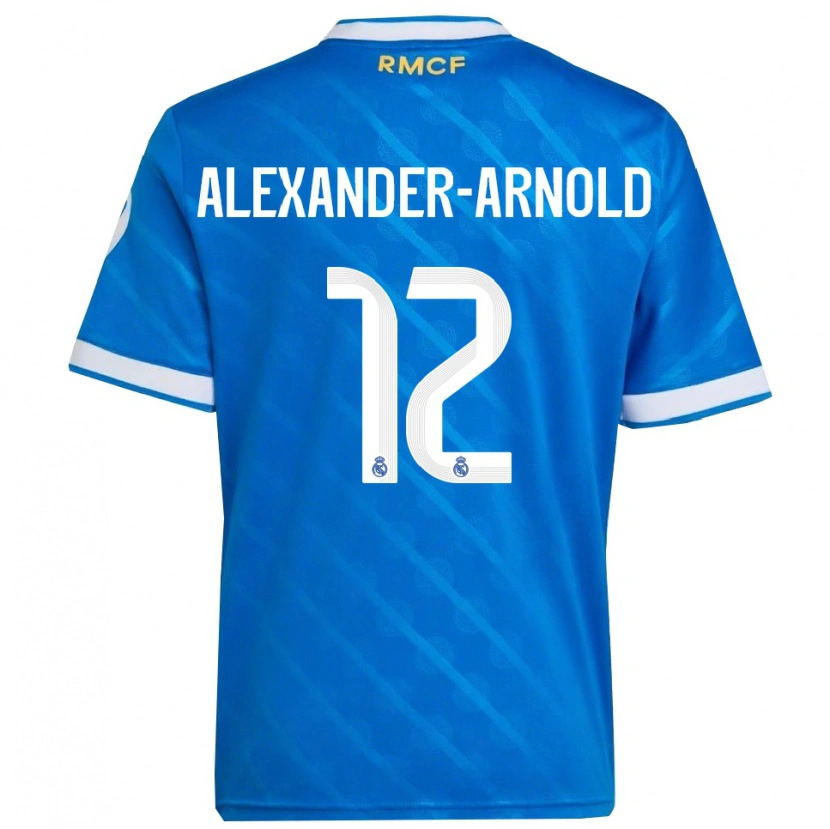 Danxen Børn Trent Alexander-Arnold #12 Blå Hvid Tredje Sæt Spillertrøjer 2025/26 Trøje T-Shirt