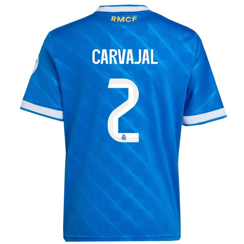 Danxen Børn Daniel Carvajal #2 Blå Hvid Tredje Sæt Spillertrøjer 2025/26 Trøje T-Shirt