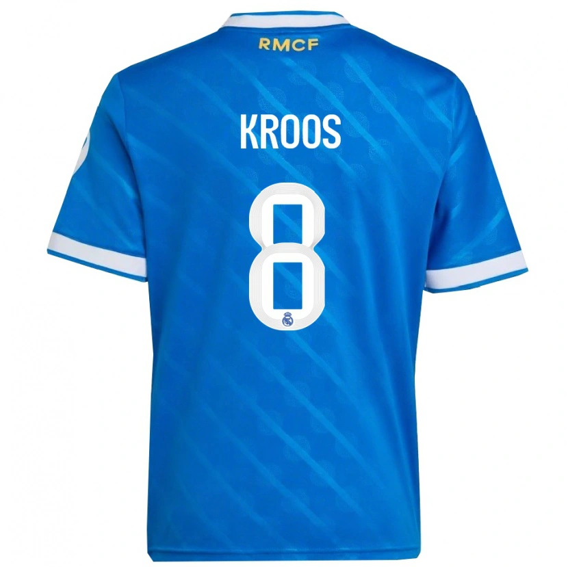 Danxen Børn Toni Kroos #8 Blå Hvid Tredje Sæt Spillertrøjer 2025/26 Trøje T-Shirt