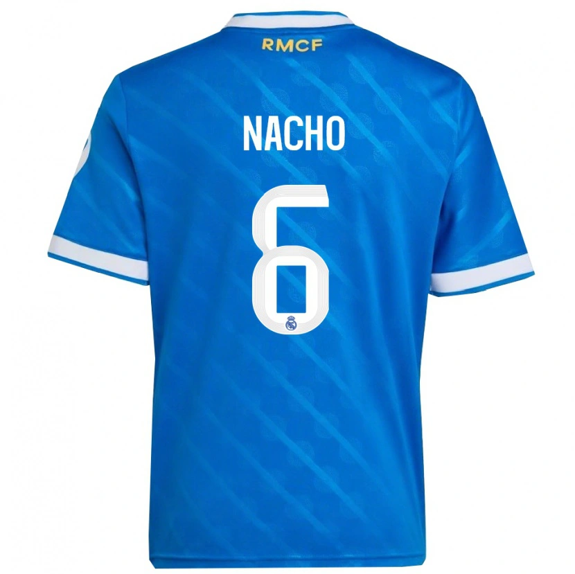 Danxen Børn Nacho Fernandez #6 Blå Hvid Tredje Sæt Spillertrøjer 2025/26 Trøje T-Shirt