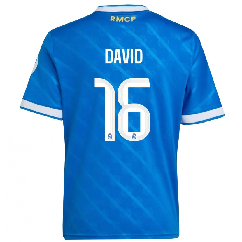 Danxen Børn Antonio David #16 Blå Hvid Tredje Sæt Spillertrøjer 2025/26 Trøje T-Shirt