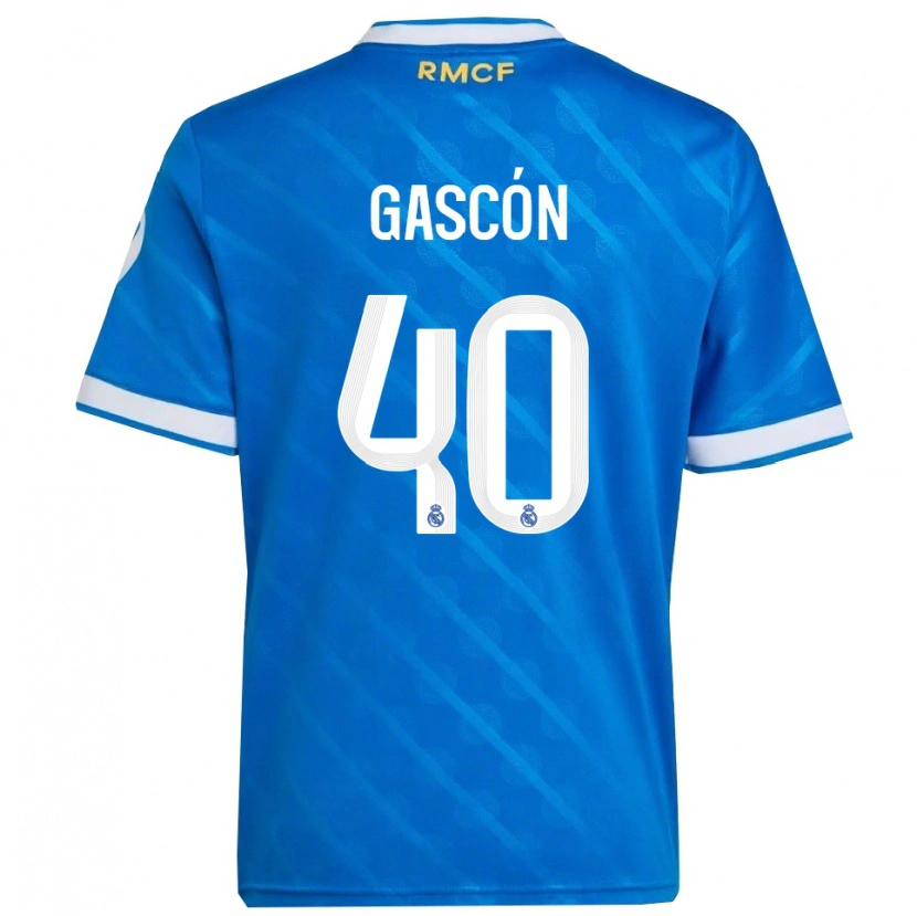 Danxen Børn Ignacio Gascón #40 Blå Hvid Tredje Sæt Spillertrøjer 2025/26 Trøje T-Shirt