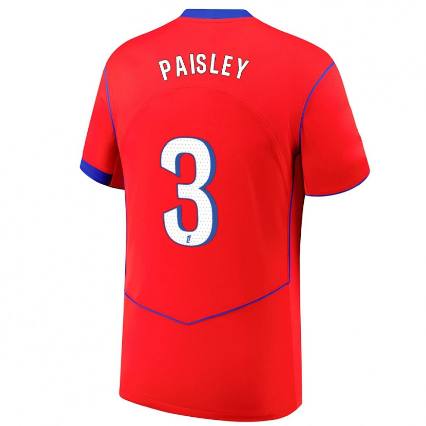 Danxen Børn Jarell Paisley #3 Rød Blå Hvid Tredje Sæt Spillertrøjer 2025/26 Trøje T-Shirt