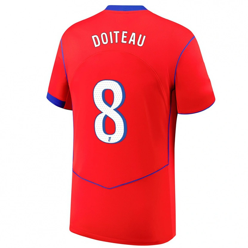 Danxen Børn Benoit Doiteau #8 Rød Blå Hvid Tredje Sæt Spillertrøjer 2025/26 Trøje T-Shirt