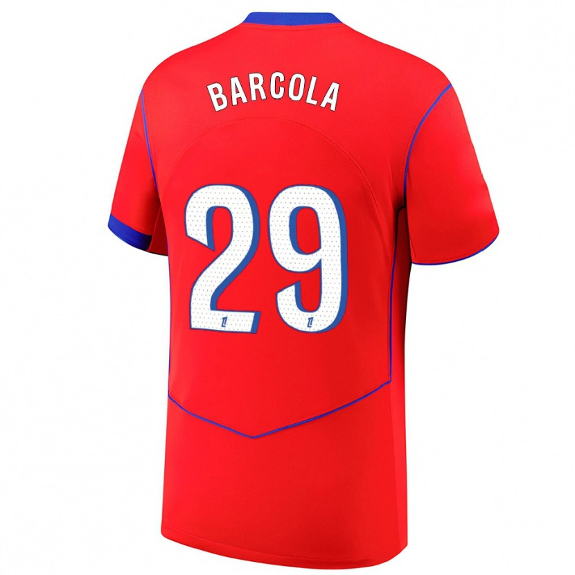 Danxen Børn Bradley Barcola #29 Rød Blå Hvid Tredje Sæt Spillertrøjer 2025/26 Trøje T-Shirt