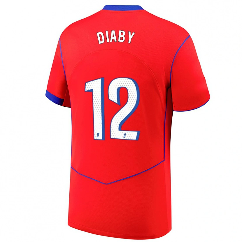 Danxen Børn Ibrahima Diaby #12 Rød Blå Hvid Tredje Sæt Spillertrøjer 2025/26 Trøje T-Shirt