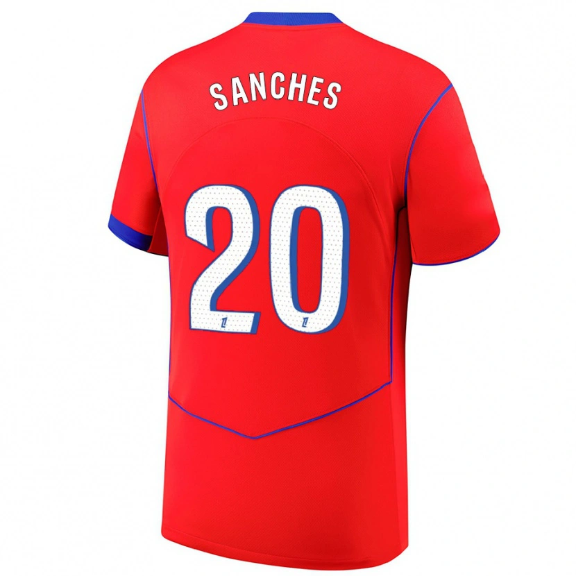 Danxen Børn Cédric Sanches #20 Rød Blå Hvid Tredje Sæt Spillertrøjer 2025/26 Trøje T-Shirt