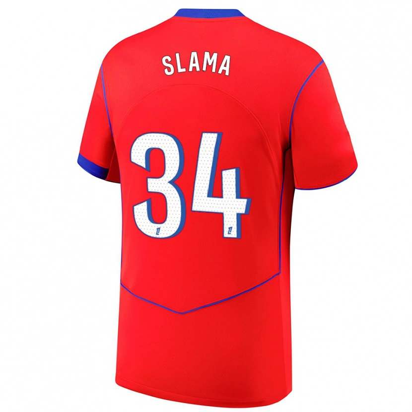 Danxen Børn Wassim Slama #34 Rød Blå Hvid Tredje Sæt Spillertrøjer 2025/26 Trøje T-Shirt