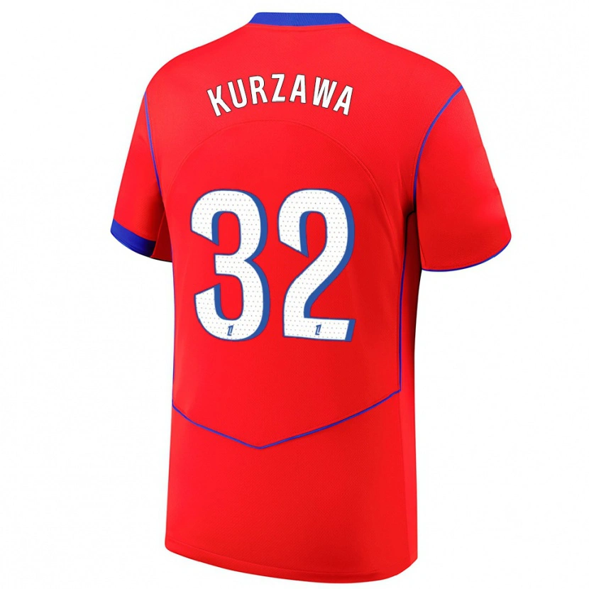 Danxen Børn Layvin Kurzawa #32 Rød Blå Hvid Tredje Sæt Spillertrøjer 2025/26 Trøje T-Shirt
