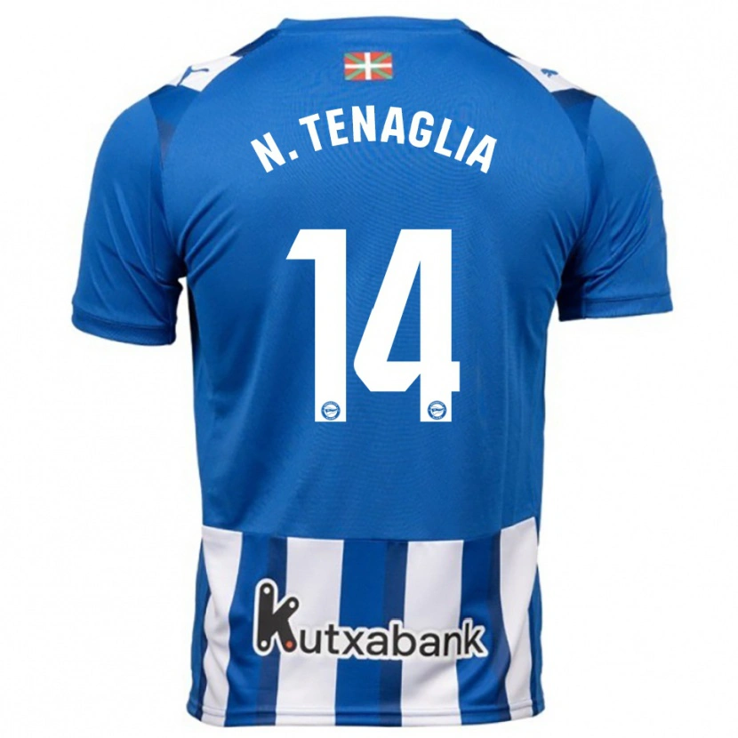 Danxen Mænd Nahuel Tenaglia #14 Blå Hvid Hjemmebane Spillertrøjer 2025/26 Trøje T-Shirt