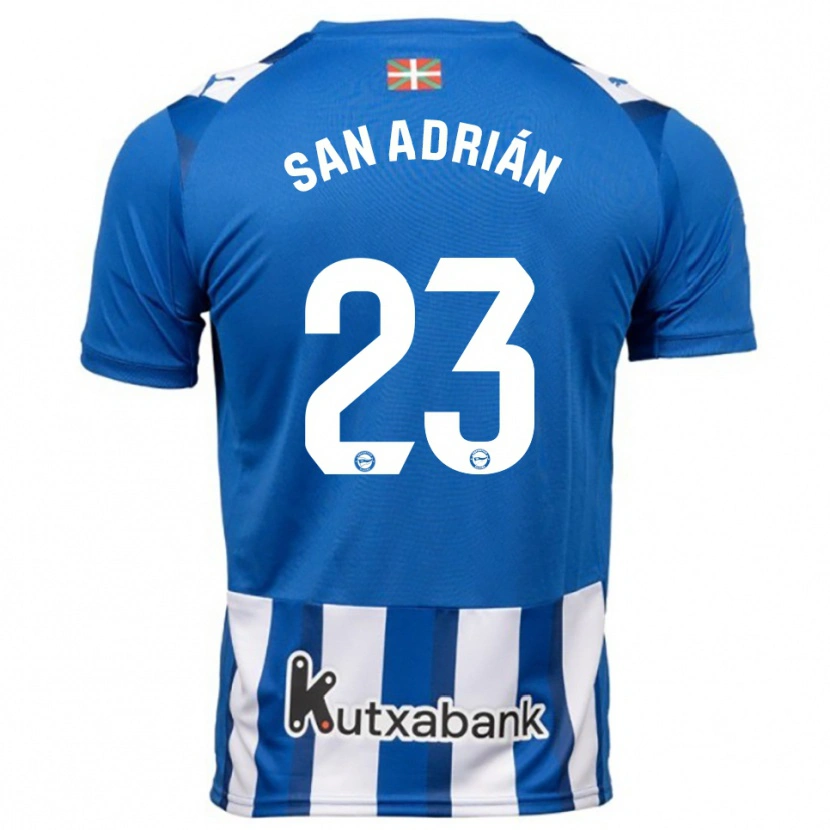 Danxen Mænd Marta San Adrián #23 Blå Hvid Hjemmebane Spillertrøjer 2025/26 Trøje T-Shirt