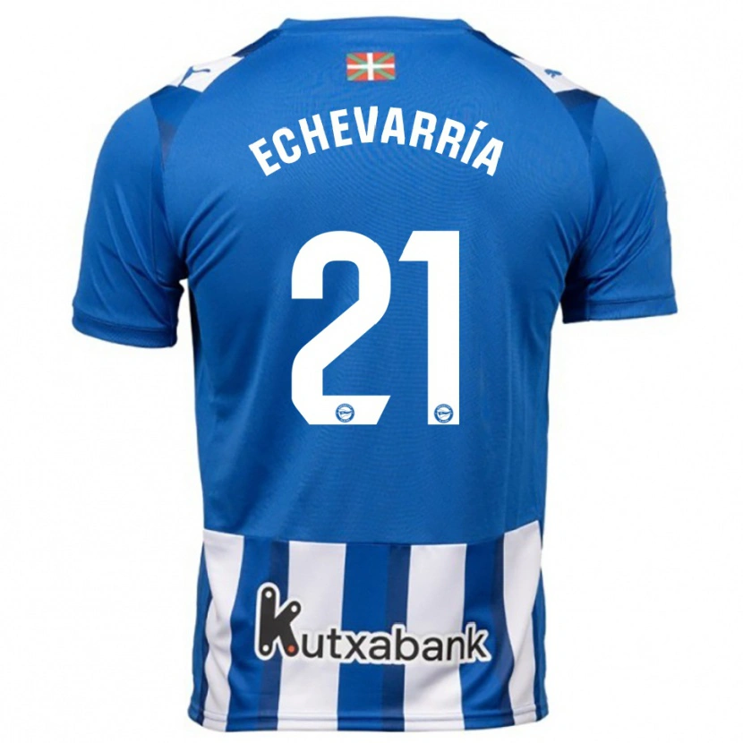 Danxen Mænd Martin Echevarría #21 Blå Hvid Hjemmebane Spillertrøjer 2025/26 Trøje T-Shirt