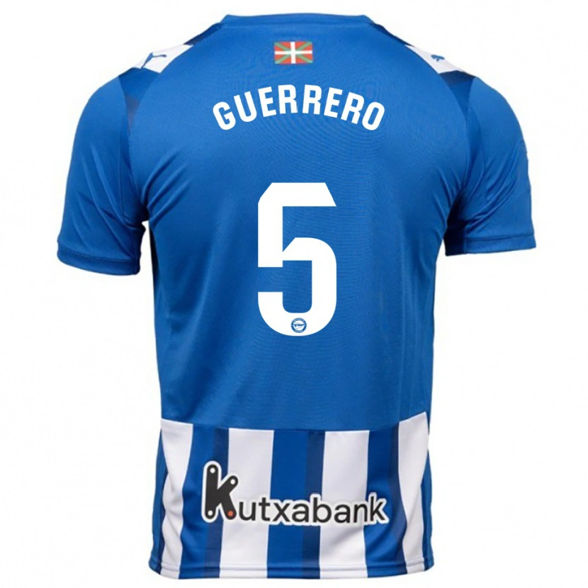 Danxen Mænd Ángel Guerrero #5 Blå Hvid Hjemmebane Spillertrøjer 2025/26 Trøje T-Shirt