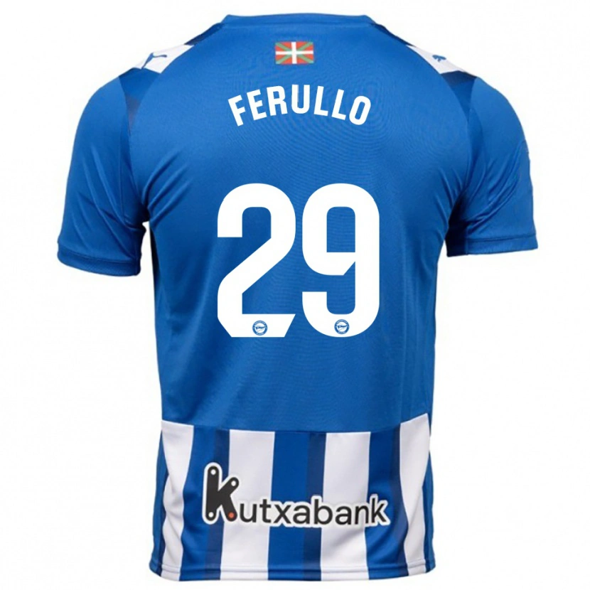 Danxen Mænd Flavio Ferullo #29 Blå Hvid Hjemmebane Spillertrøjer 2025/26 Trøje T-Shirt
