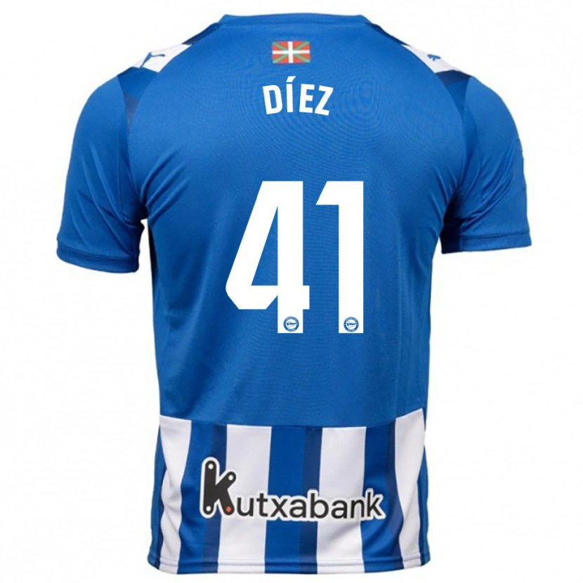 Danxen Mænd Victor Díez #41 Blå Hvid Hjemmebane Spillertrøjer 2025/26 Trøje T-Shirt