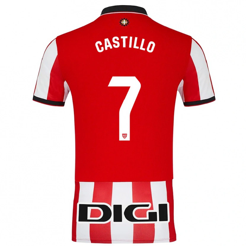 Danxen Mænd Unai Castillo #7 Rød Hvid Hjemmebane Spillertrøjer 2025/26 Trøje T-Shirt