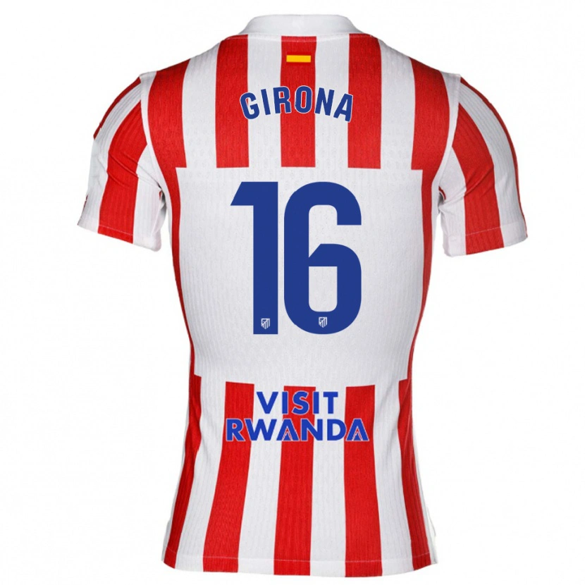 Danxen Mænd Raúl Girona #16 Rød Hvid Hjemmebane Spillertrøjer 2025/26 Trøje T-Shirt