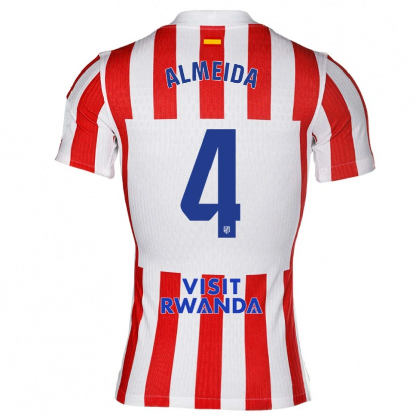 Danxen Mænd Adrián Almeida #4 Rød Hvid Hjemmebane Spillertrøjer 2025/26 Trøje T-Shirt