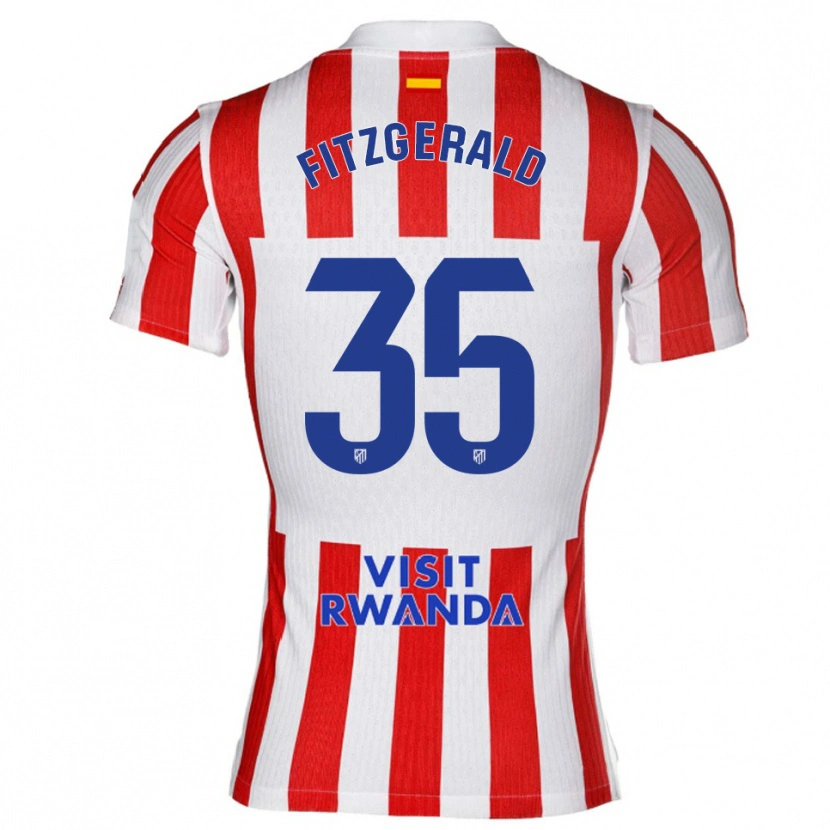 Danxen Mænd Daniel Fitzgerald #35 Rød Hvid Hjemmebane Spillertrøjer 2025/26 Trøje T-Shirt