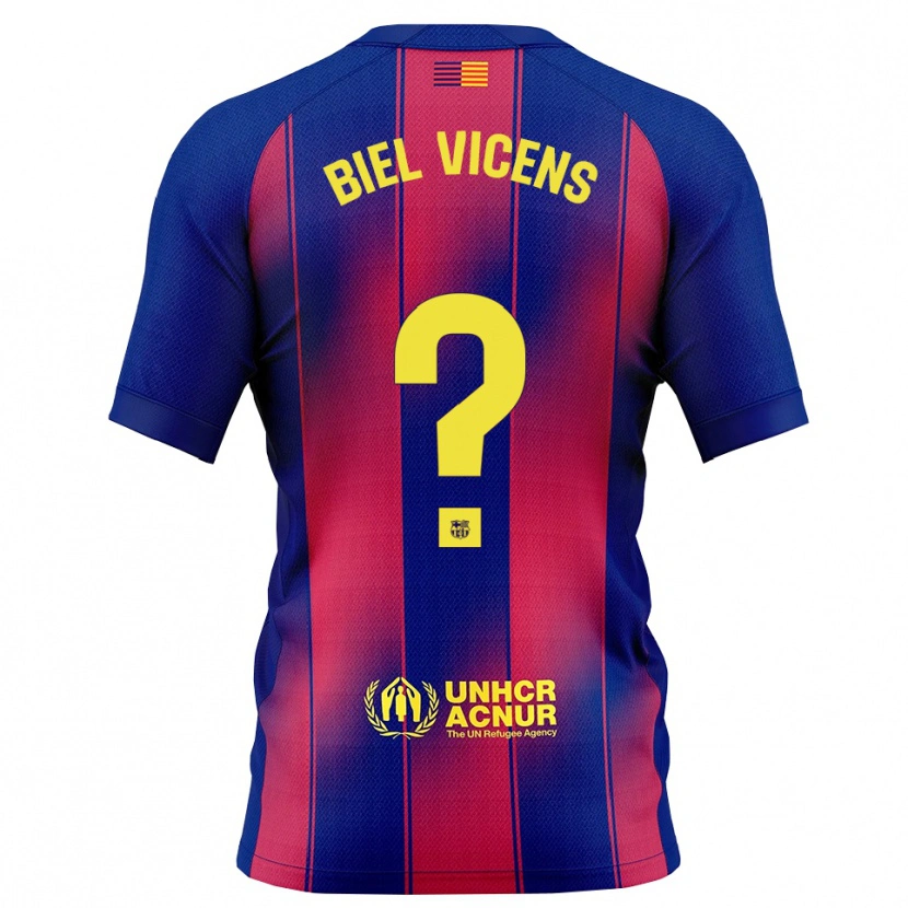 Danxen Mænd Biel Vicens #0 Blå Rød Hjemmebane Spillertrøjer 2025/26 Trøje T-Shirt