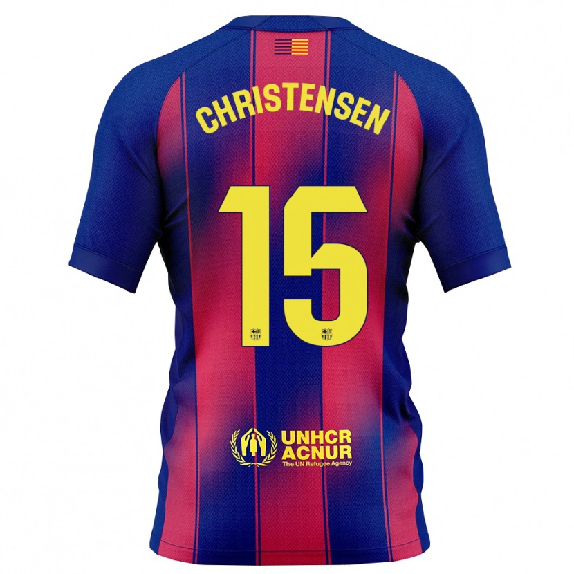 Danxen Mænd Andreas Christensen #15 Blå Rød Hjemmebane Spillertrøjer 2025/26 Trøje T-Shirt