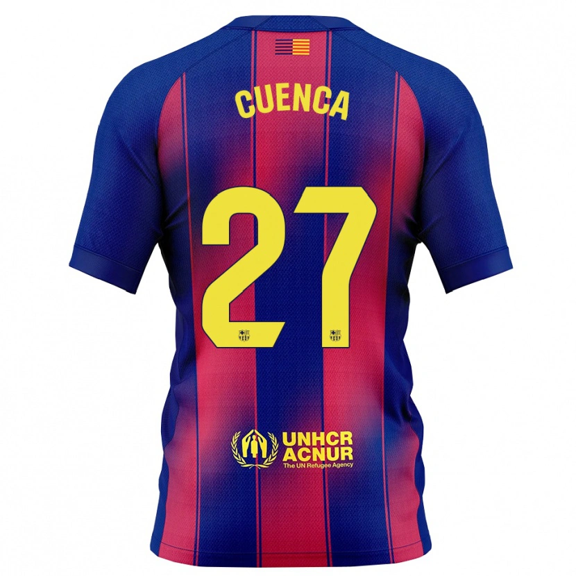 Danxen Mænd Andrés Cuenca #27 Blå Rød Hjemmebane Spillertrøjer 2025/26 Trøje T-Shirt