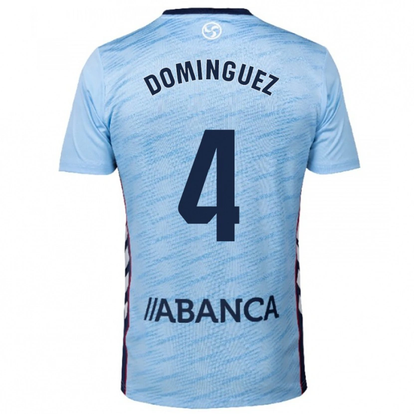 Danxen Mænd Javi Domínguez #4 Himmelblå Rød Hjemmebane Spillertrøjer 2025/26 Trøje T-Shirt