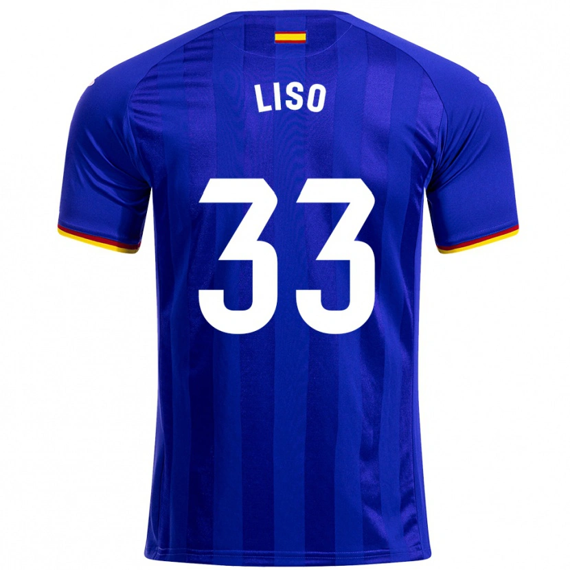 Danxen Mænd Adrián Liso #33 Blå Rød Gul Hjemmebane Spillertrøjer 2025/26 Trøje T-Shirt
