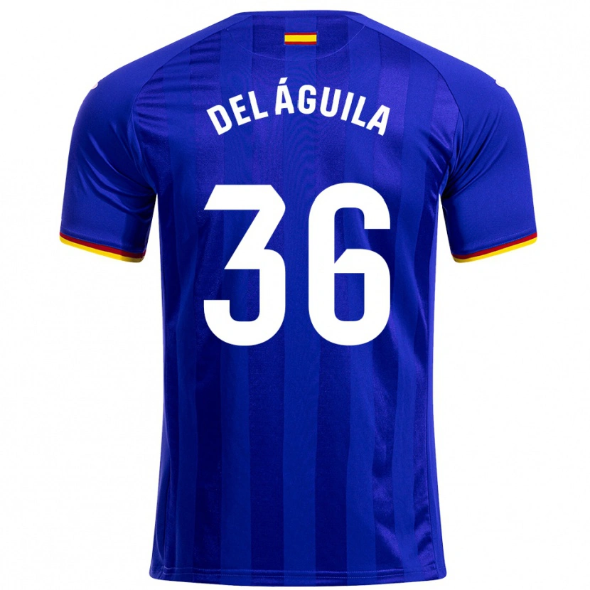 Danxen Mænd Ángel Del Águila #36 Blå Rød Gul Hjemmebane Spillertrøjer 2025/26 Trøje T-Shirt