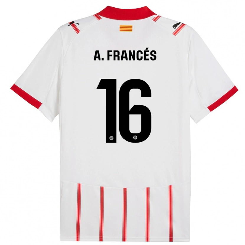Danxen Mænd Alejandro Francés #16 Hvid Rød Hjemmebane Spillertrøjer 2025/26 Trøje T-Shirt