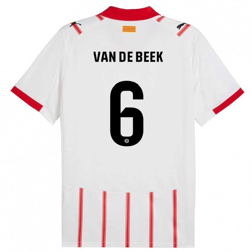 Danxen Mænd Donny Van De Beek #6 Hvid Rød Hjemmebane Spillertrøjer 2025/26 Trøje T-Shirt