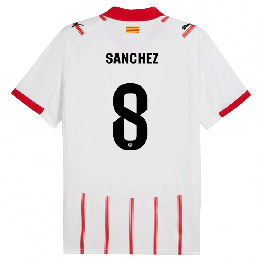 Danxen Mænd Miguel Ángel Sánchez #8 Hvid Rød Hjemmebane Spillertrøjer 2025/26 Trøje T-Shirt