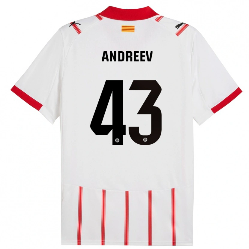 Danxen Mænd Aleksandar Andreev #43 Hvid Rød Hjemmebane Spillertrøjer 2025/26 Trøje T-Shirt