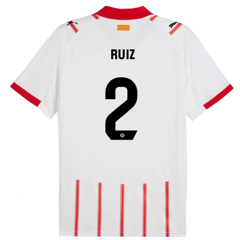 Danxen Mænd Ferran Ruiz #2 Hvid Rød Hjemmebane Spillertrøjer 2025/26 Trøje T-Shirt