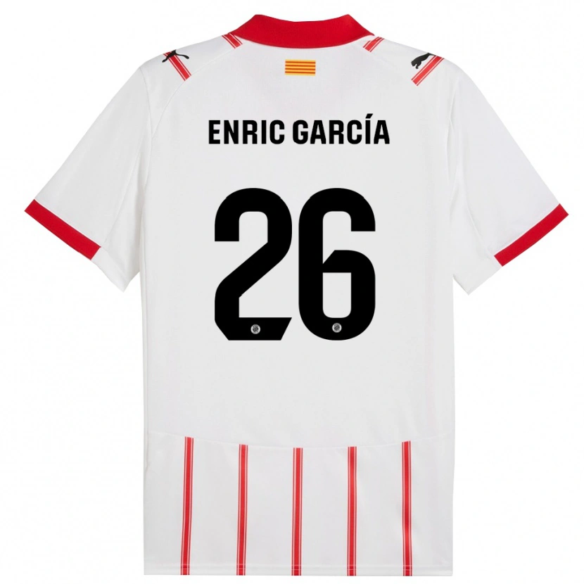 Danxen Mænd Enric García #26 Hvid Rød Hjemmebane Spillertrøjer 2025/26 Trøje T-Shirt