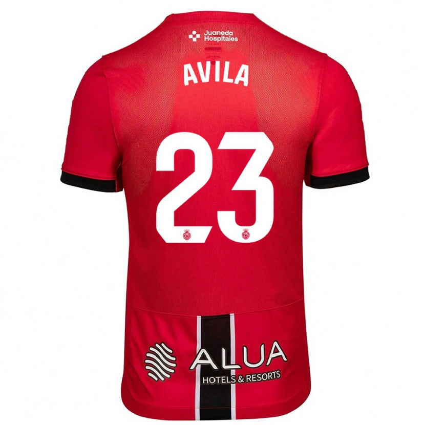 Danxen Mænd Santi Ávila #23 Rød Sort Hjemmebane Spillertrøjer 2025/26 Trøje T-Shirt