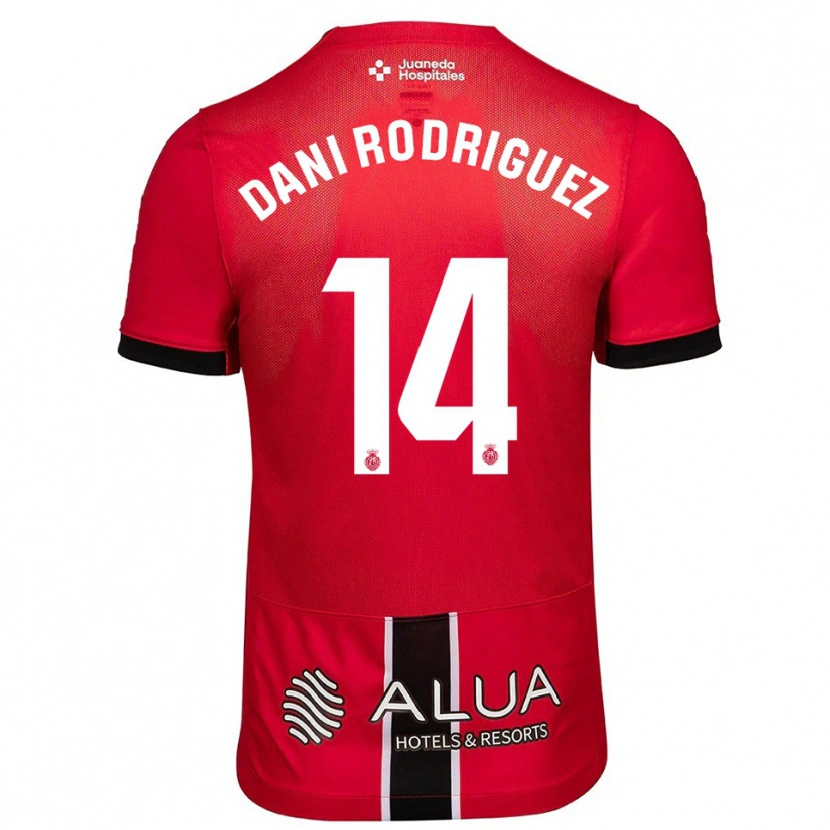 Danxen Mænd Dani Rodríguez #14 Rød Sort Hjemmebane Spillertrøjer 2025/26 Trøje T-Shirt