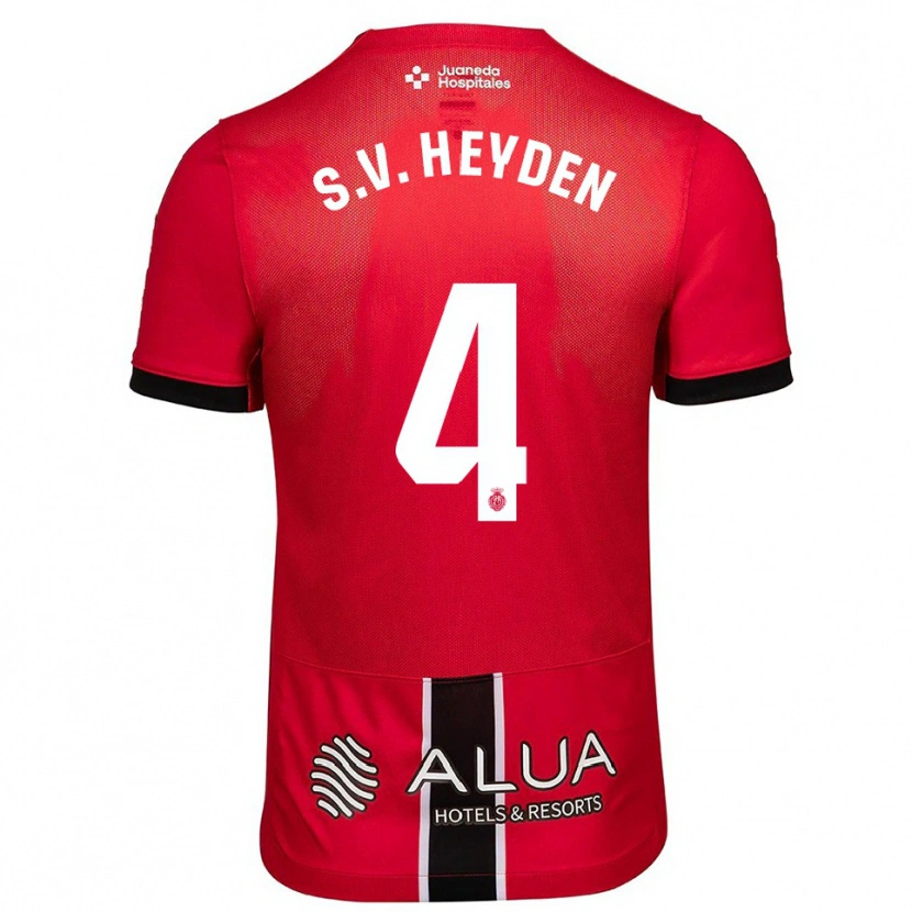 Danxen Mænd Siebe Van Der Heyden #4 Rød Sort Hjemmebane Spillertrøjer 2025/26 Trøje T-Shirt